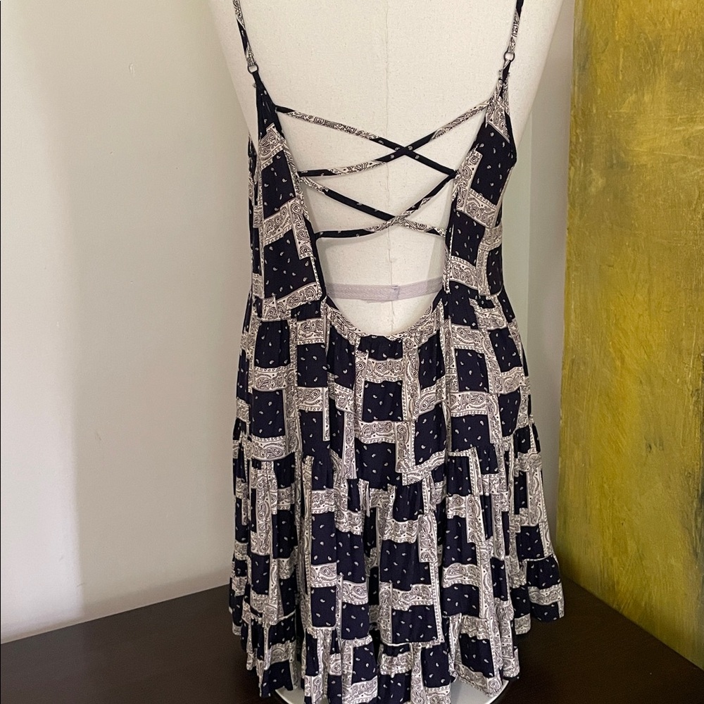 Bandana Paisley Scarf Print Beachy Eclectic Western Babydoll Mini Dress